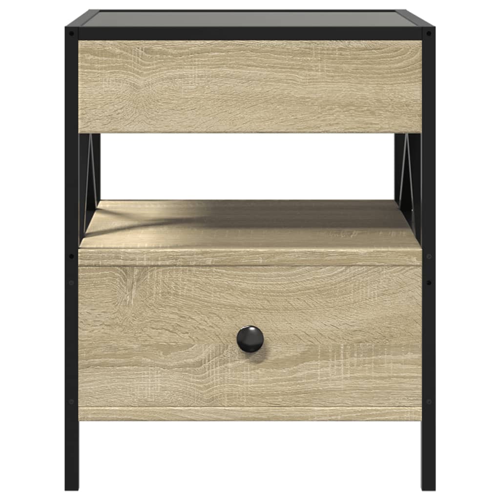 vidaXL Coffee Table with Infinity LED Sonoma Oak 40x40x51 cm