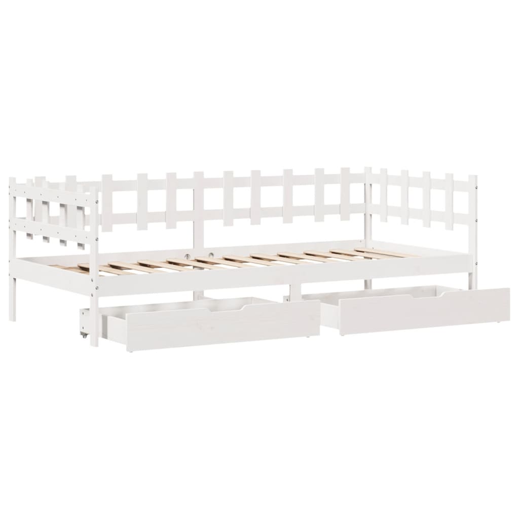 vidaXL Daybed with Drawers without Mattress White 80x200 cm Solid Wood