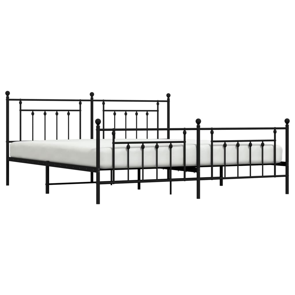 vidaXL Metal Bed Frame without Mattress with Footboard Black 200x200 cm