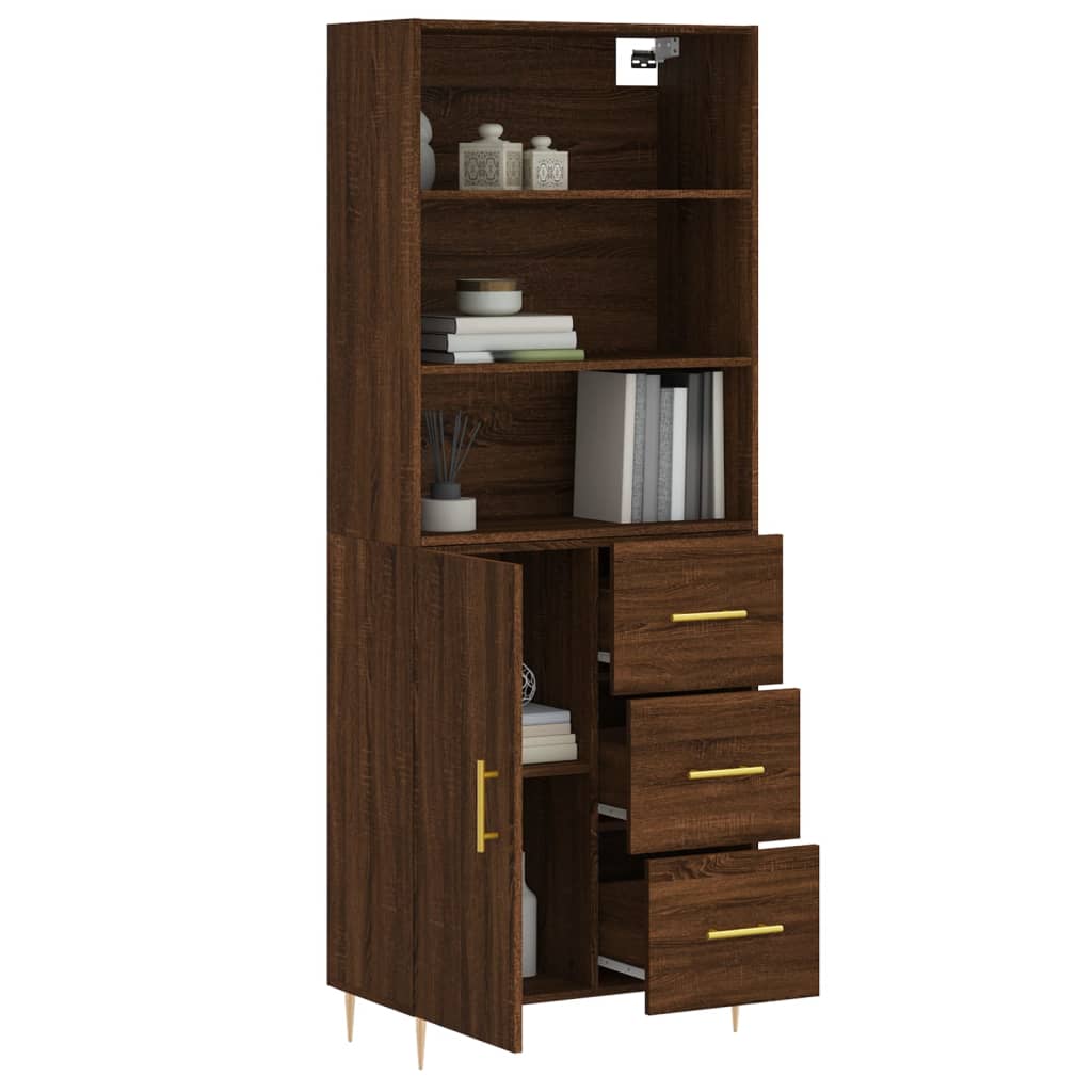 vidaXL Highboard Brown Oak 69.5x34x180 cm Engineered Wood