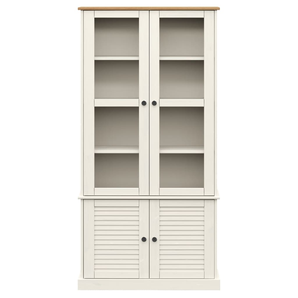 vidaXL Glass Display Cabinet VIGO White 85x35x170 cm Solid Wood Pine