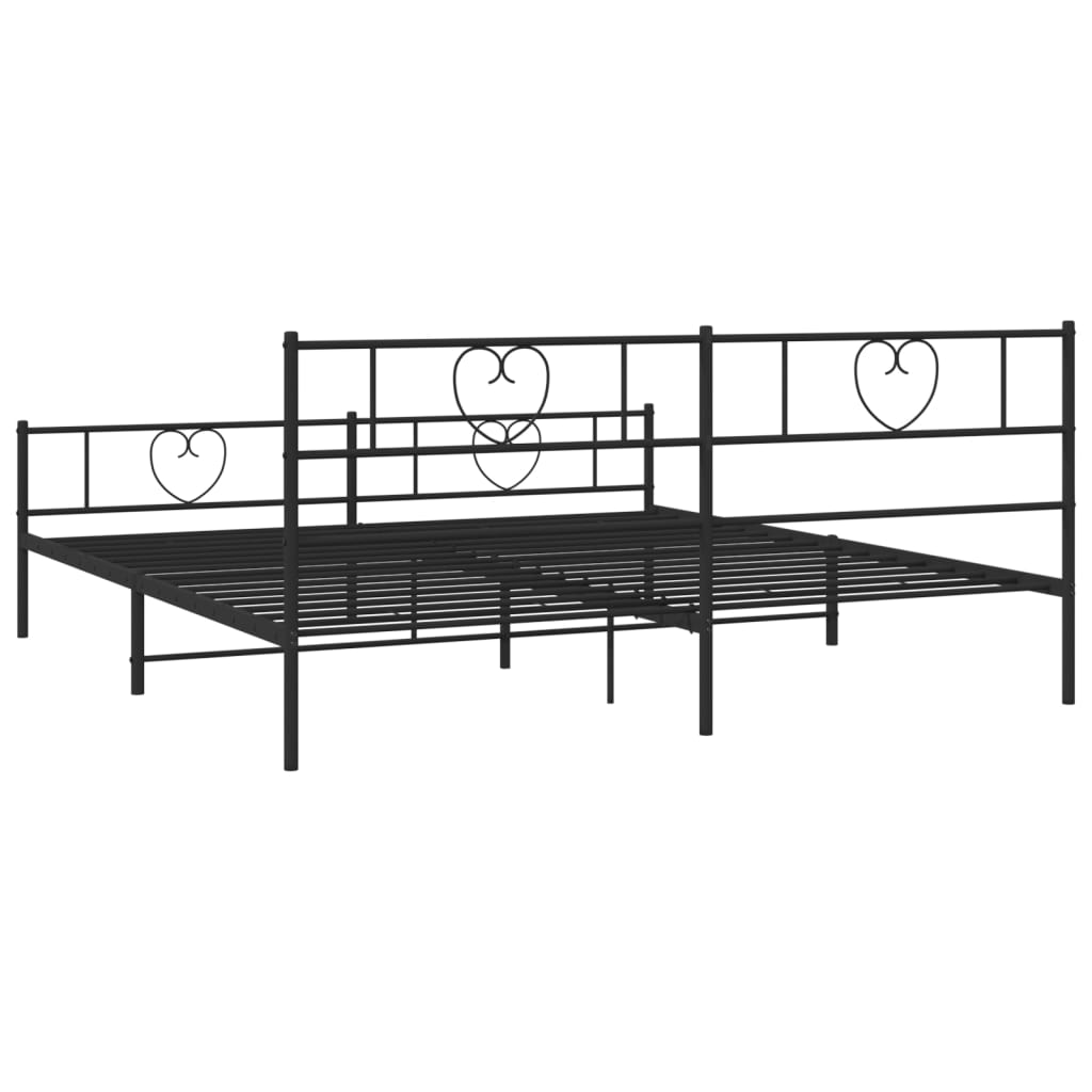 vidaXL Metal Bed Frame without Mattress with Footboard Black 200x200 cm