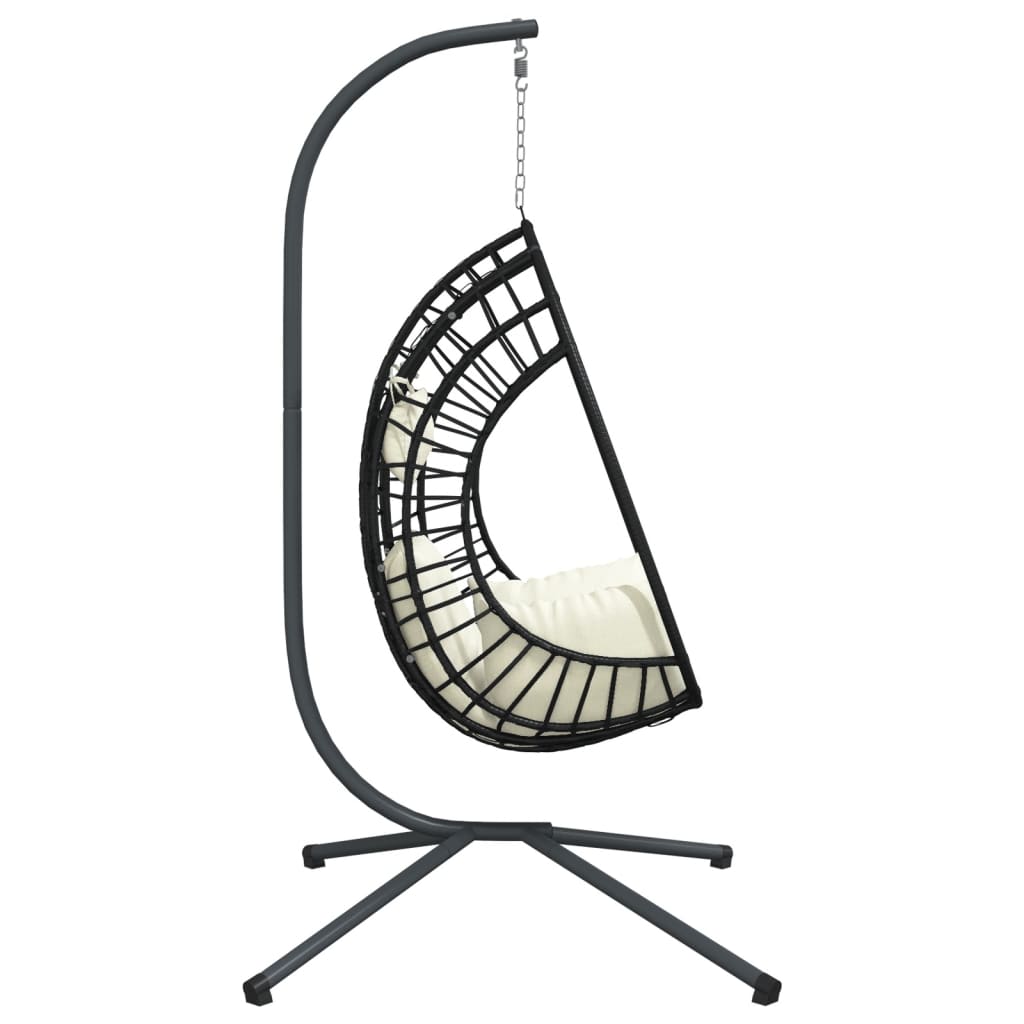 vidaXL Hanging Egg Chair with Stand Beige Rattan and Steel