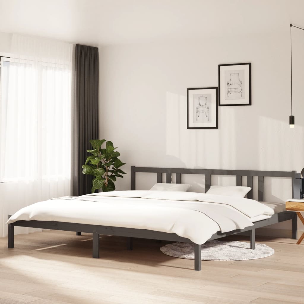 vidaXL Bed Frame without Mattress Grey Solid Wood 200x200 cm