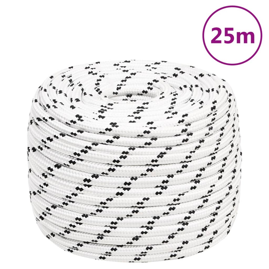 vidaXL Braided Boat Rope White 14 mmx25 m Polyester