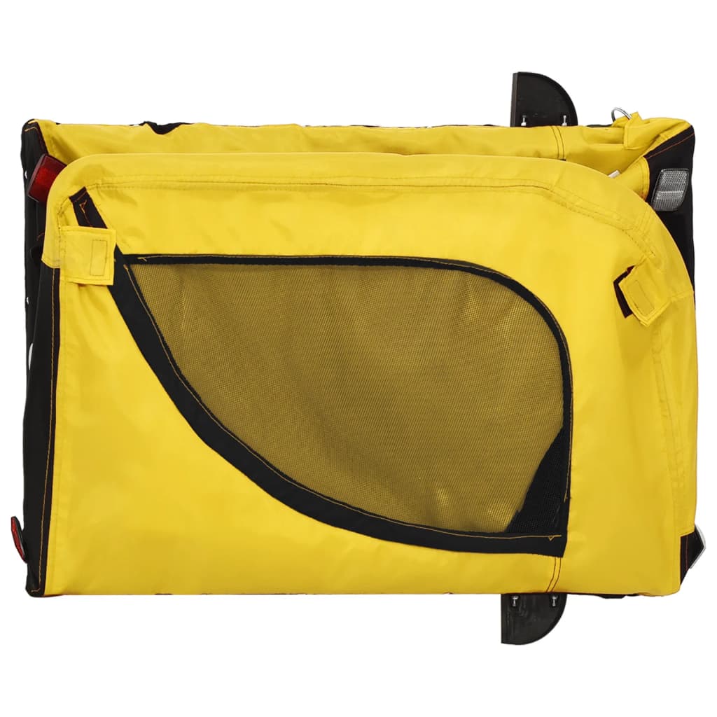 vidaXL Pet Bike Trailer Yellow and Black Oxford Fabric and Iron