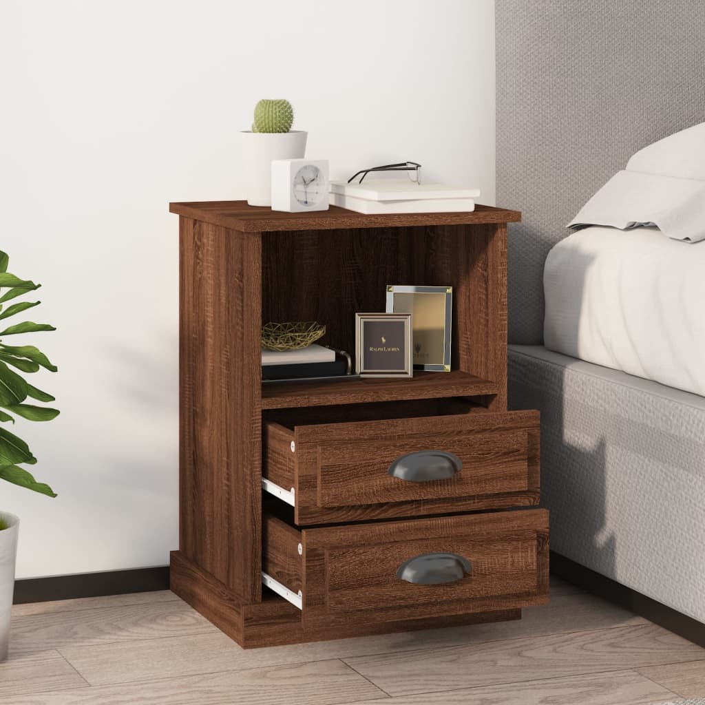 vidaXL Bedside Cabinets 2 pcs Brown Oak 43x36x60 cm