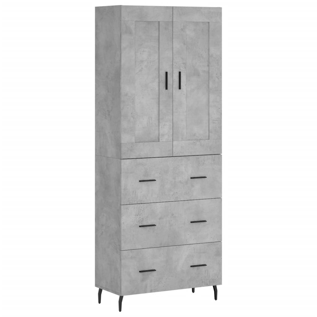 vidaXL Highboard Concrete Grey 69.5x34x180 cm Engineered Wood