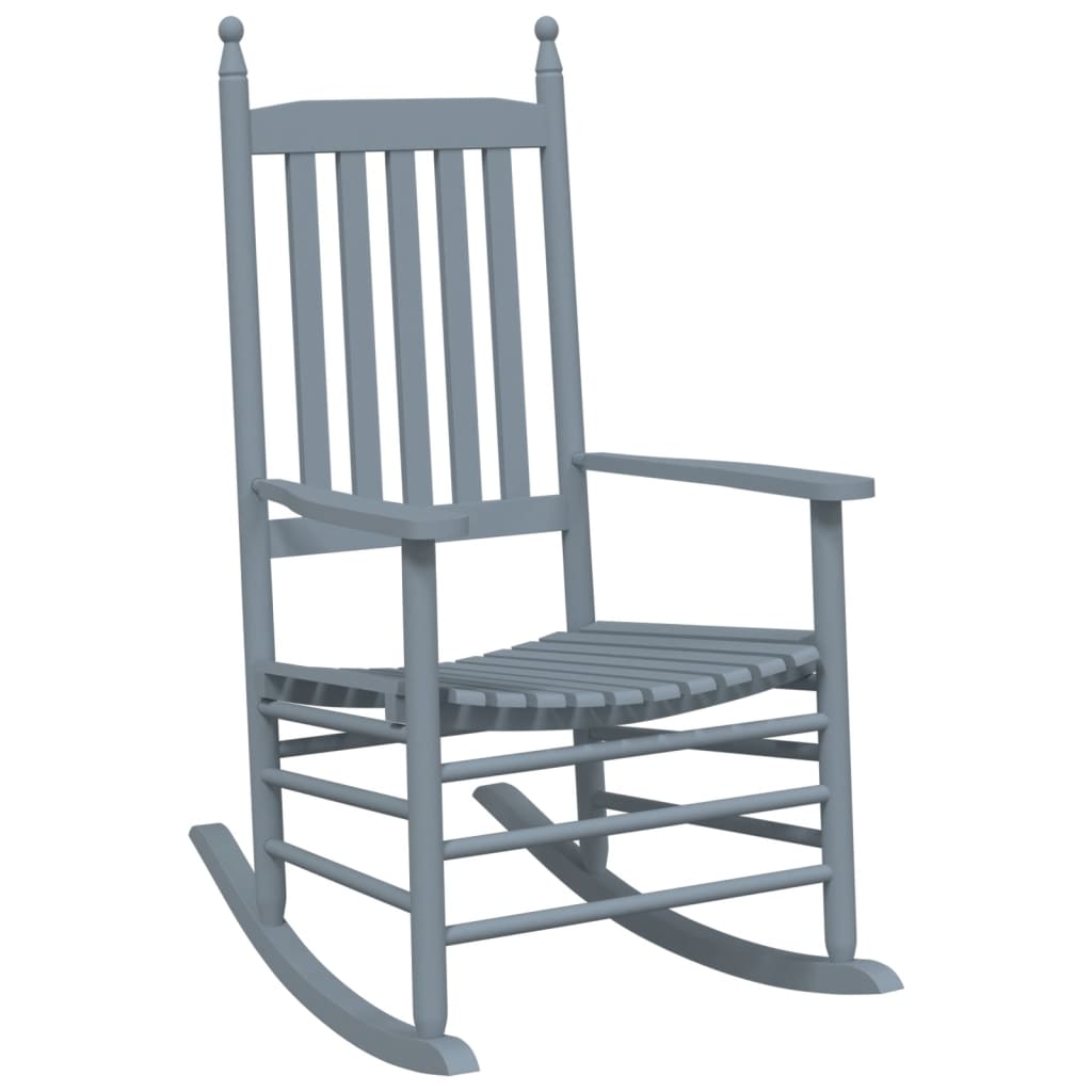 vidaXL Rocking Chair with Foldable Table Grey Solid Wood Poplar