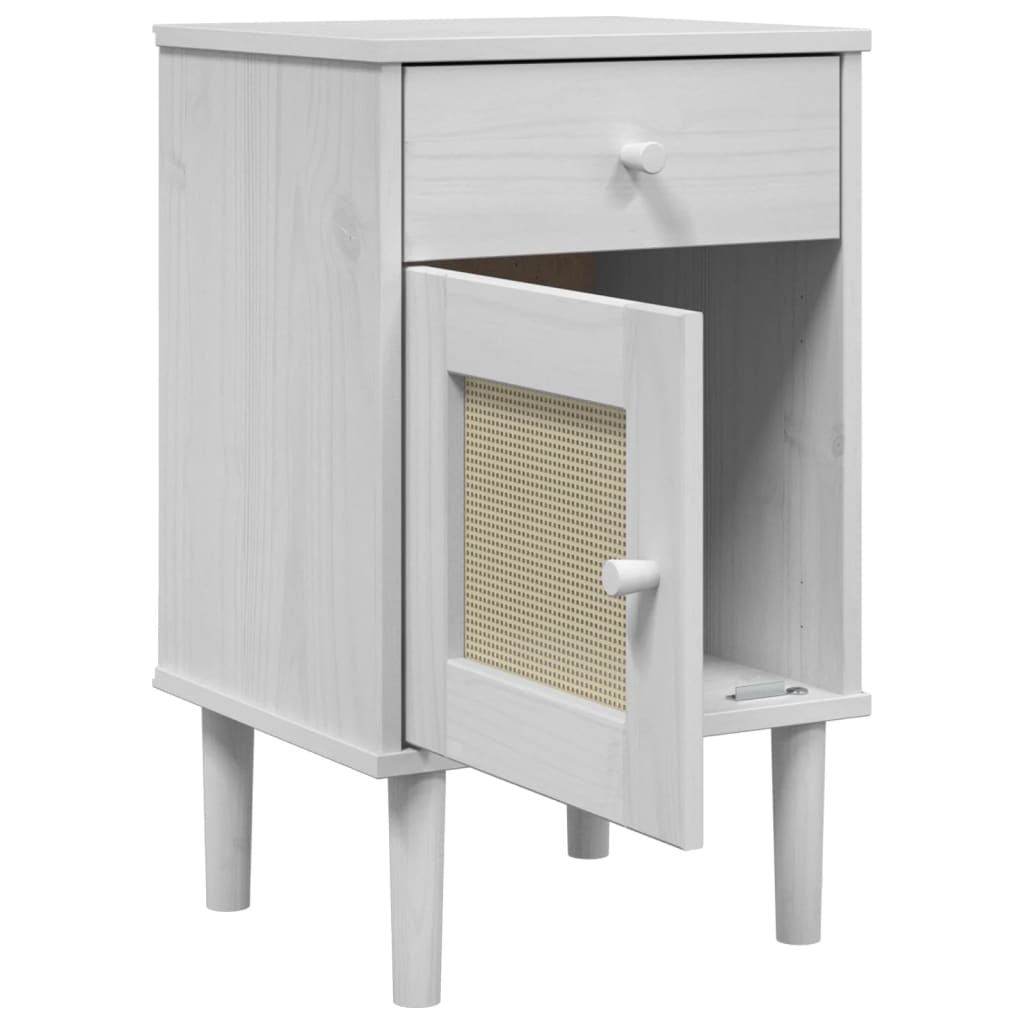 vidaXL Bedside Cabinet SENJA Rattan Look White 40x35x65 cm Solid Wood Pine