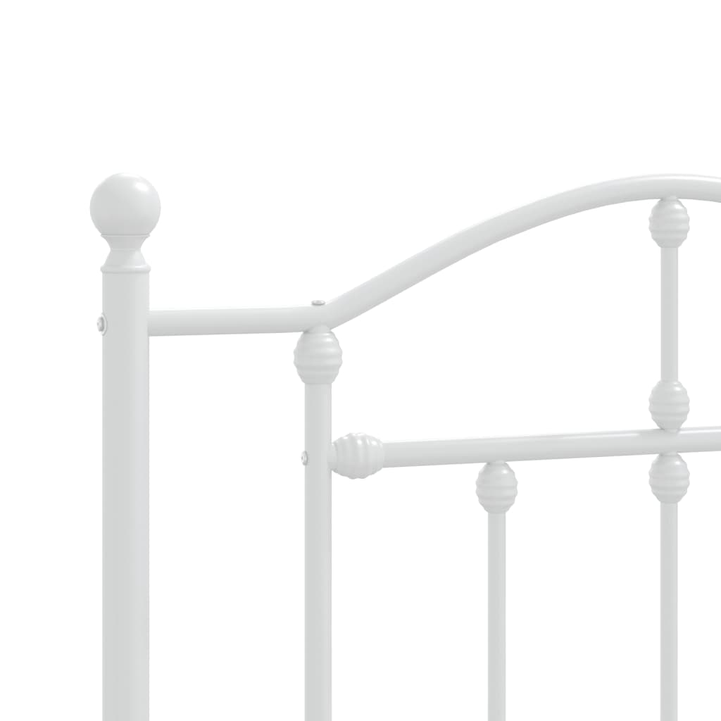 vidaXL Metal Bed Frame without Mattress with Headboard White 75x190 cm Small Single