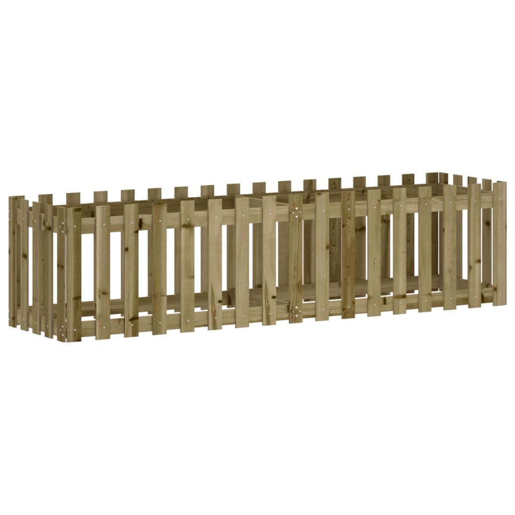 vidaXL Garden Raised Bed with Fence Design 200x50x50 cm Impregnated Wood Pine