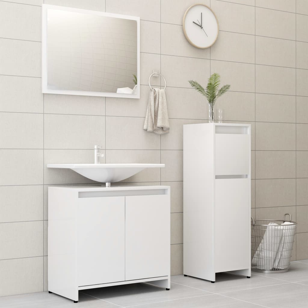 vidaXL 3 Piece Bathroom Furniture Set White Engineered Wood