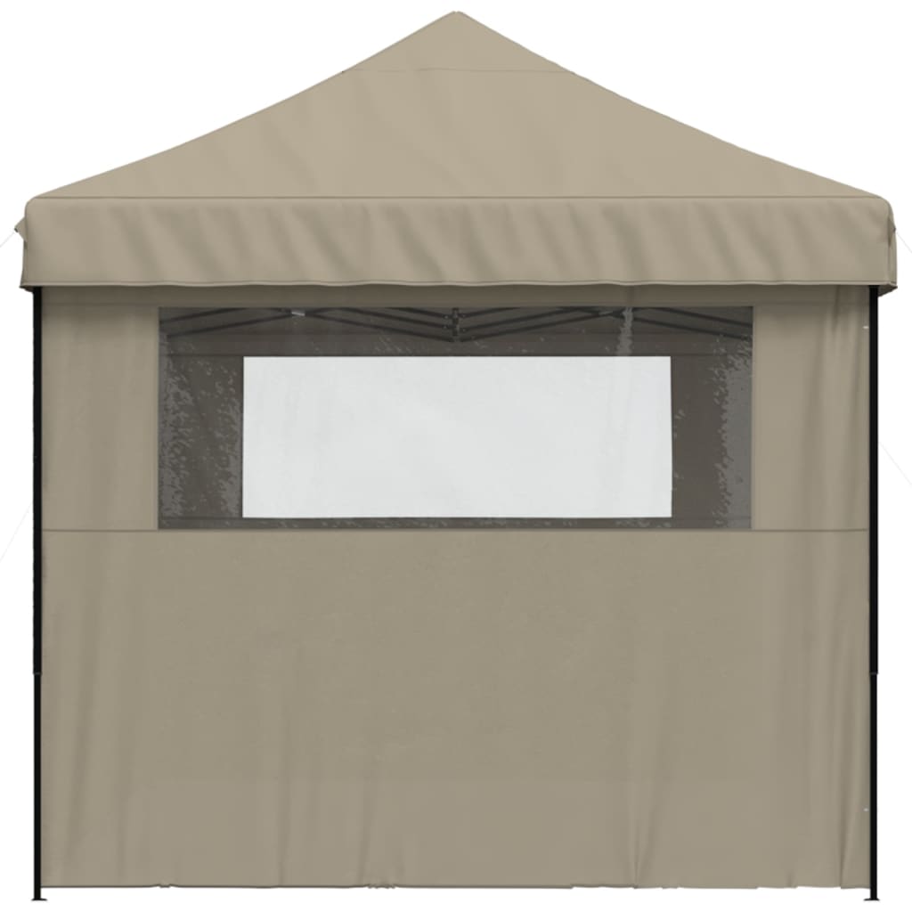 vidaXL Foldable Party Tent Pop-Up with 3 Sidewalls Taupe