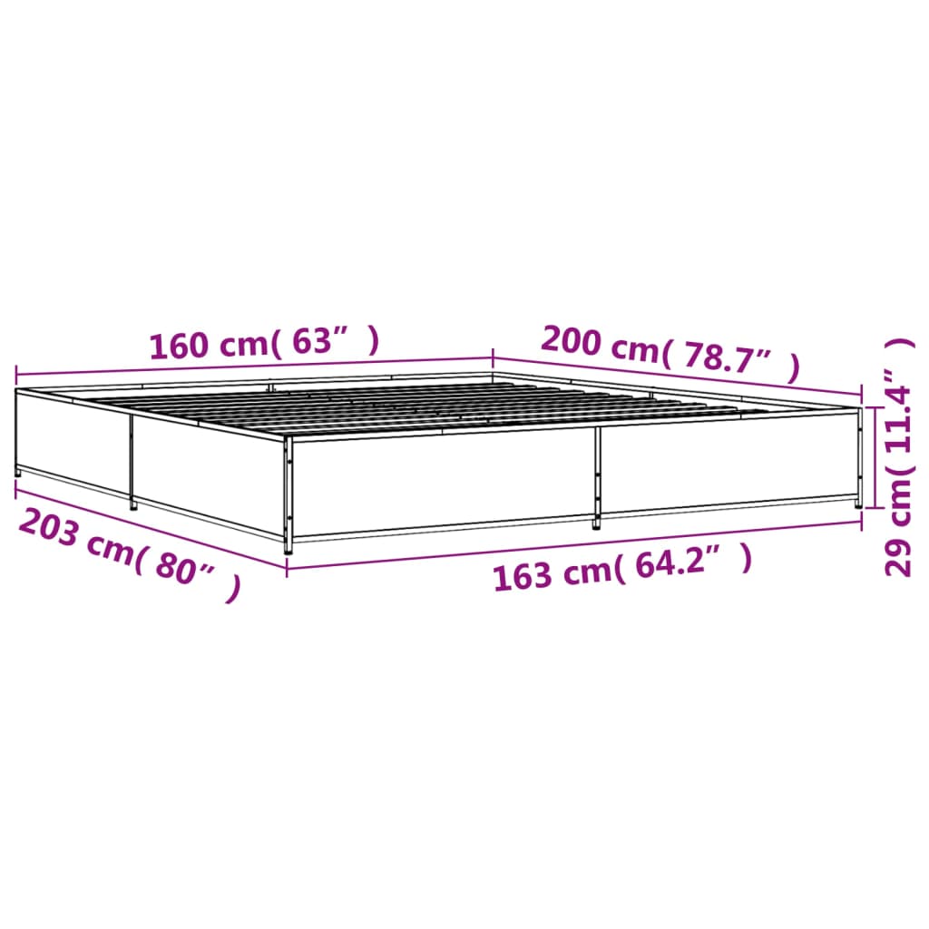 vidaXL Bed Frame without Mattress Brown Oak 160x200 cm