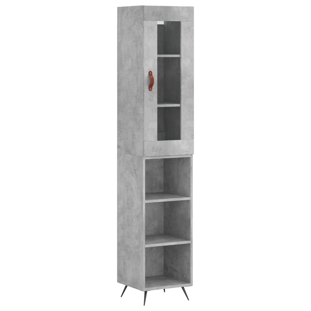 vidaXL Highboard Concrete Grey 34.5x34x180 cm Engineered Wood