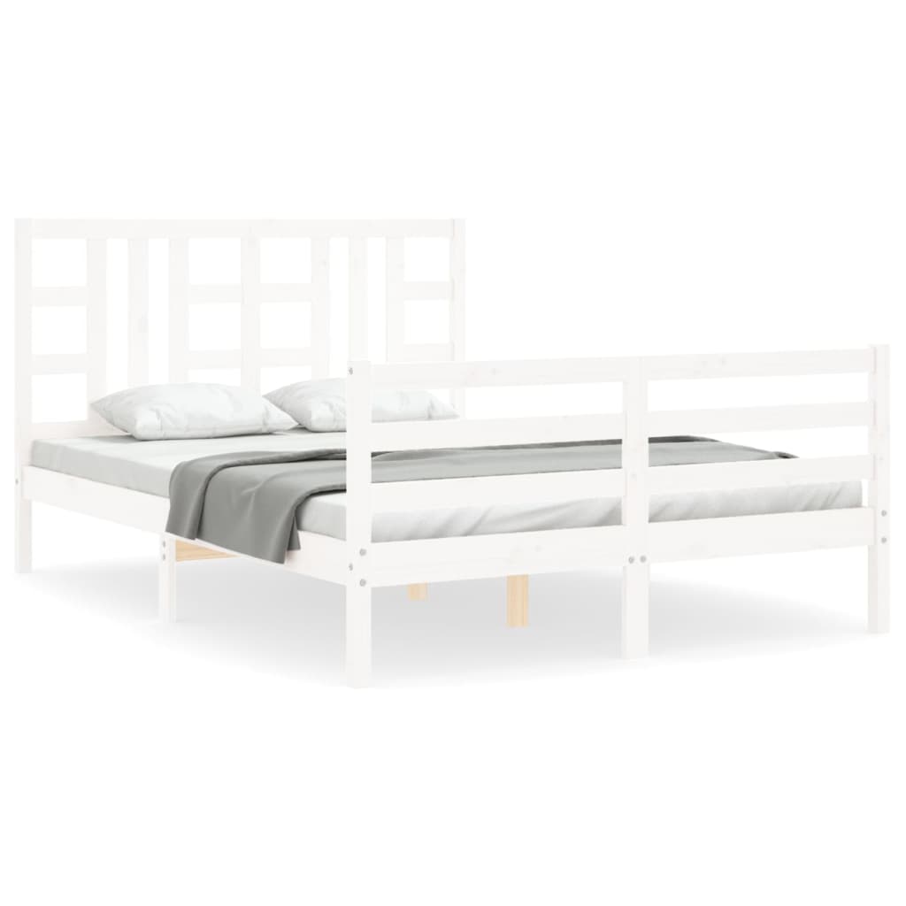 vidaXL Bed Frame without Mattress White 140x200 cm Solid Wood