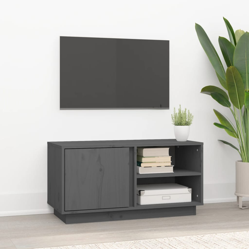 vidaXL TV Cabinet Grey 80x35x40.5 cm Solid Wood Pine