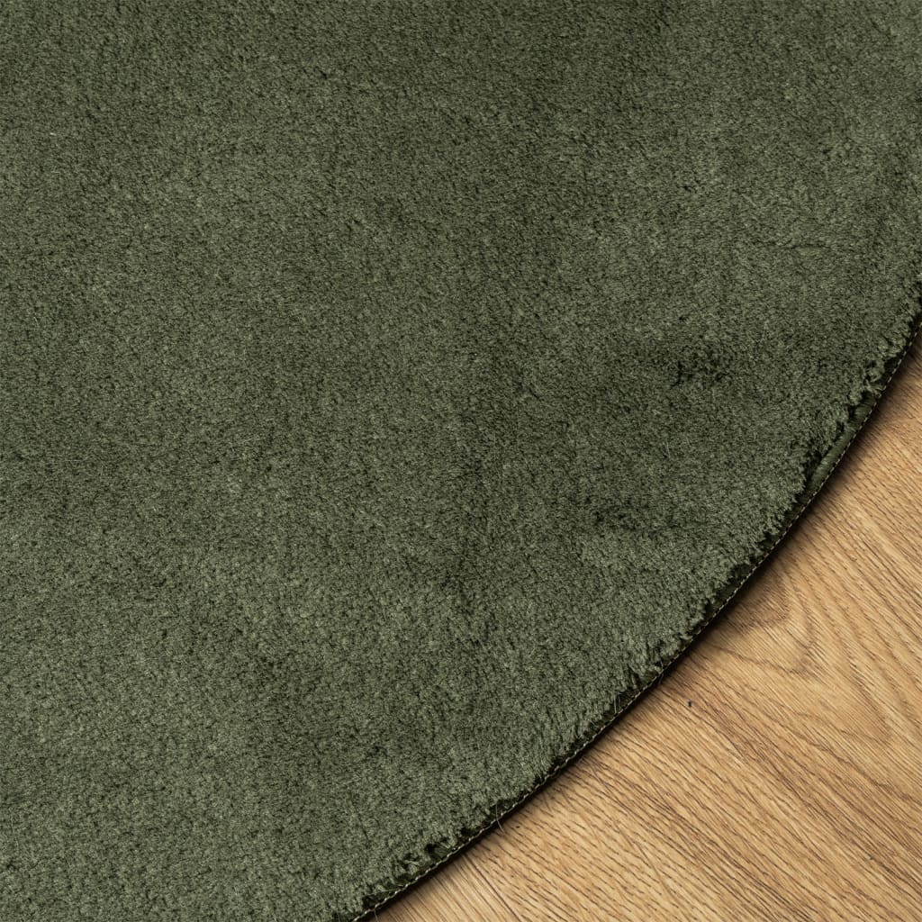 vidaXL Rug HUARTE Short Pile Soft and Washable Forest Green Ø 200 cm