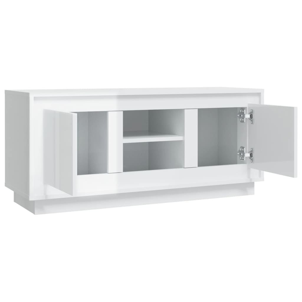 vidaXL TV Cabinet High Gloss White 102x35x45 cm Engineered Wood