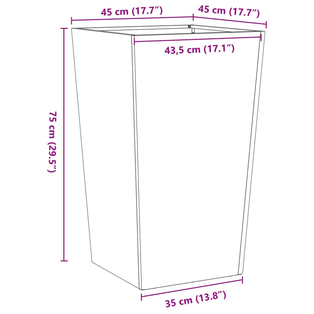 vidaXL Garden Planters 45x45x75 cm 2 pcs Galvanised Steel