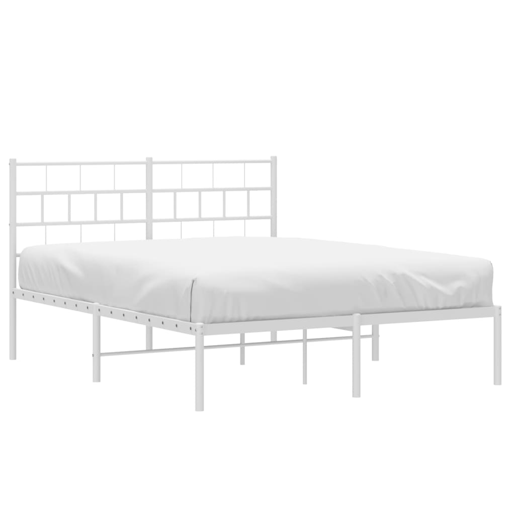 vidaXL Metal Bed Frame without Mattress with Headboard White 140x200 cm