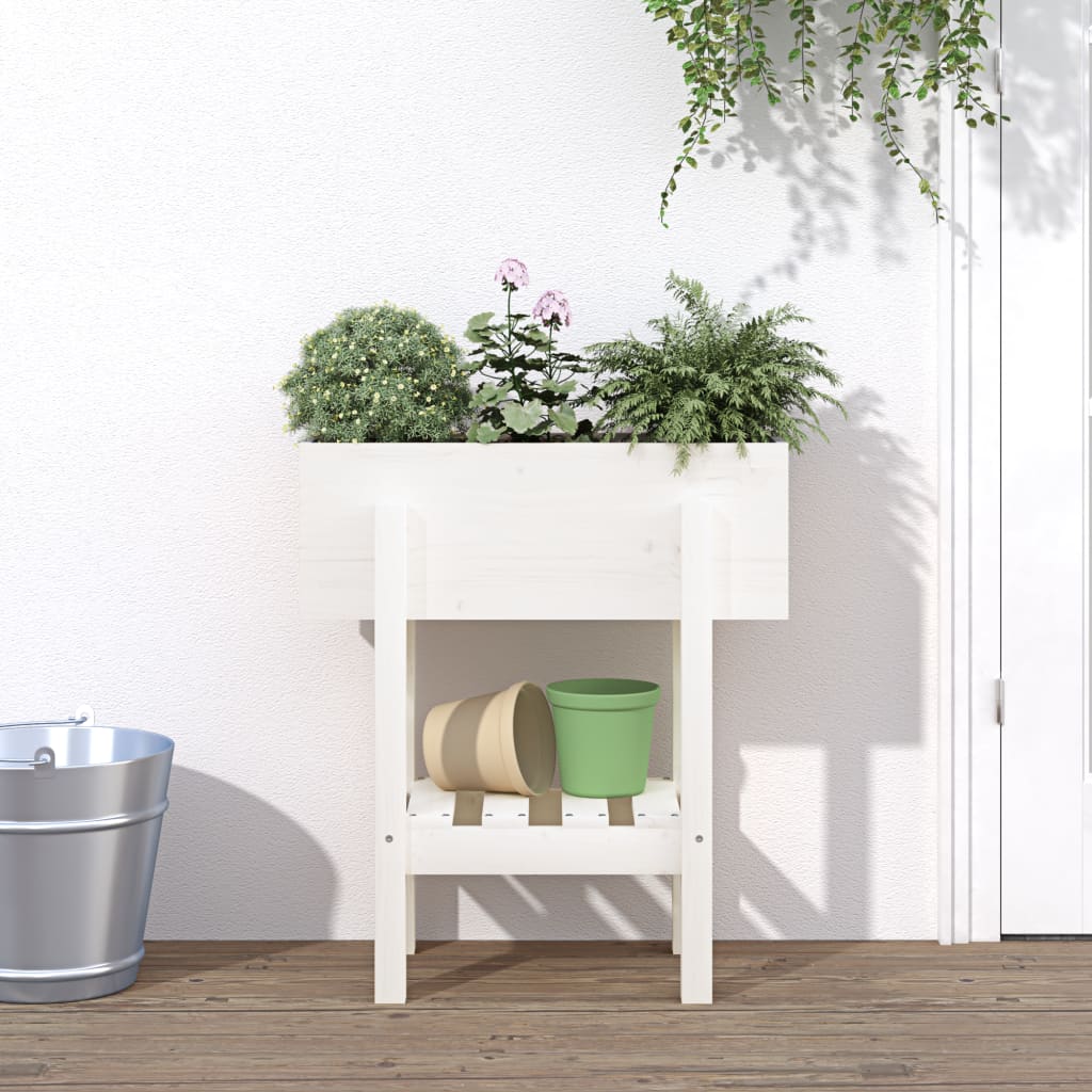 vidaXL Garden Planter White 62x30x69 cm Solid Wood Pine