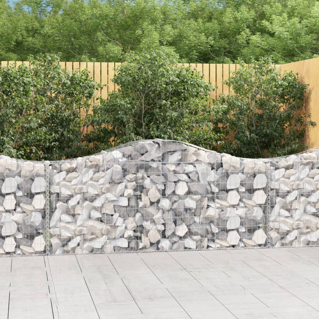 vidaXL Arched Gabion Baskets 11 pcs 200x30x80/100 cm Galvanised Iron