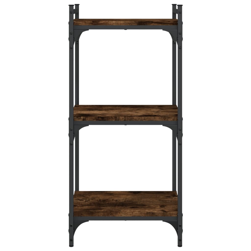 vidaXL Bookcase 3-Tier Smoked Oak 40x30x86 cm Engineered Wood