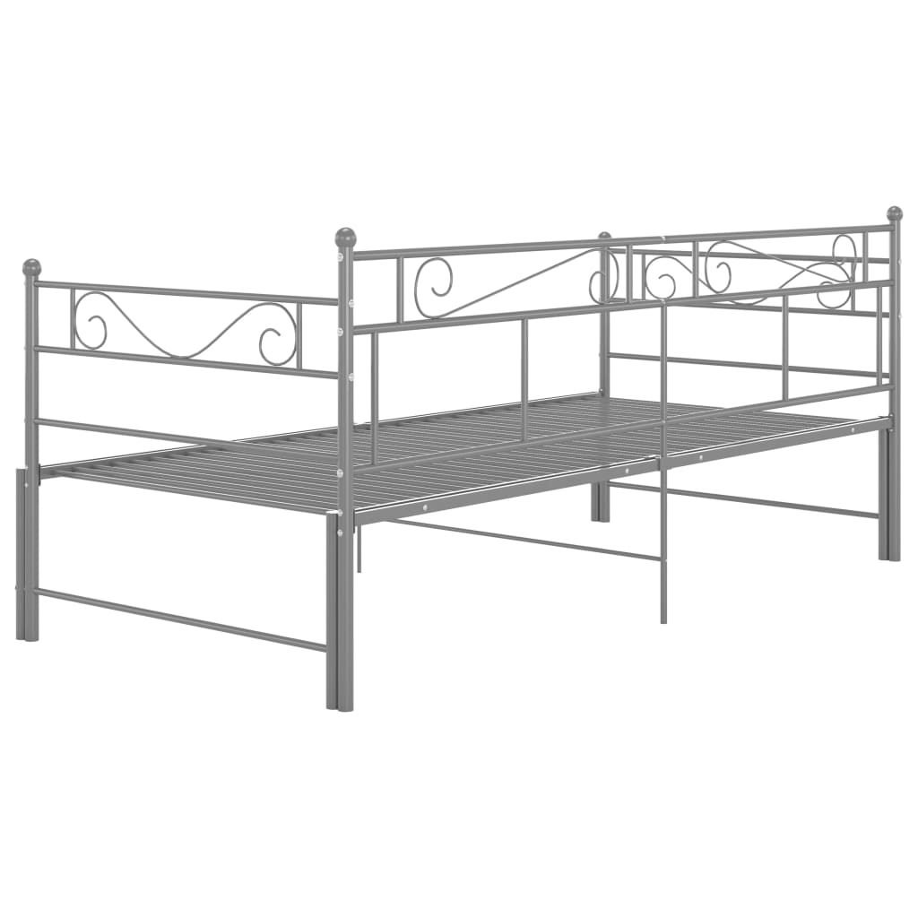 vidaXL Pull-out Sofa Bed Frame without Mattress Grey Metal 90x200 cm