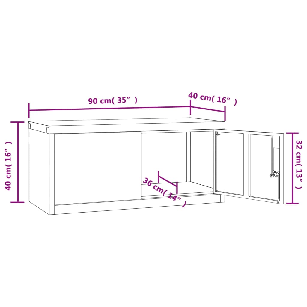 vidaXL File Cabinet White 90x40x40 cm Steel