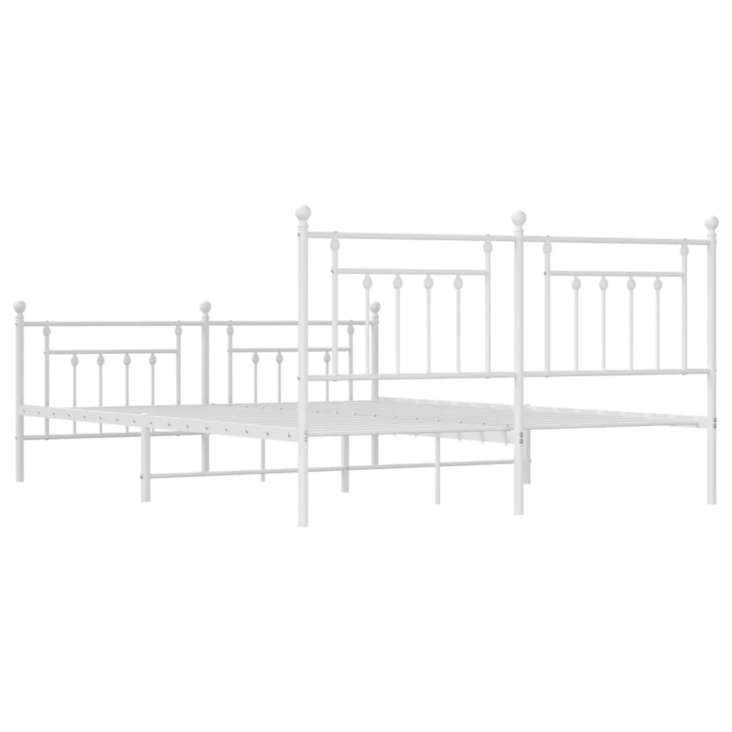 vidaXL Metal Bed Frame without Mattress with Footboard White 160x200 cm