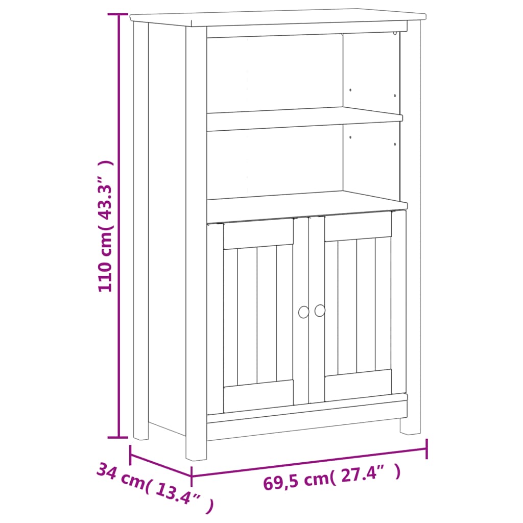 vidaXL 3 Piece Bathroom Furniture Set BERG Black Solid Wood Pine