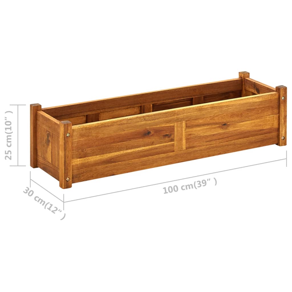 vidaXL Garden Raised Bed Acacia Wood 100x30x25 cm