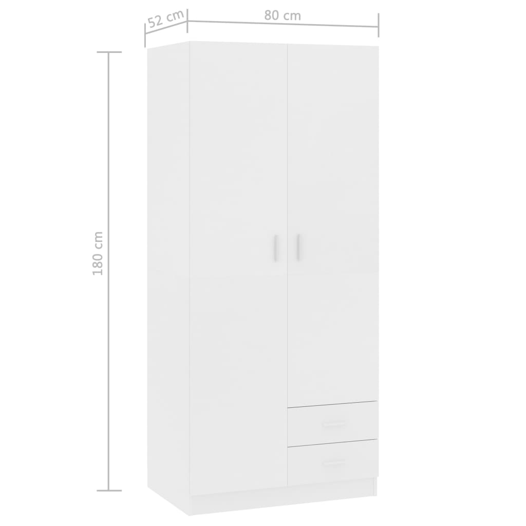 vidaXL Wardrobe White 80x52x180 cm Engineered Wood