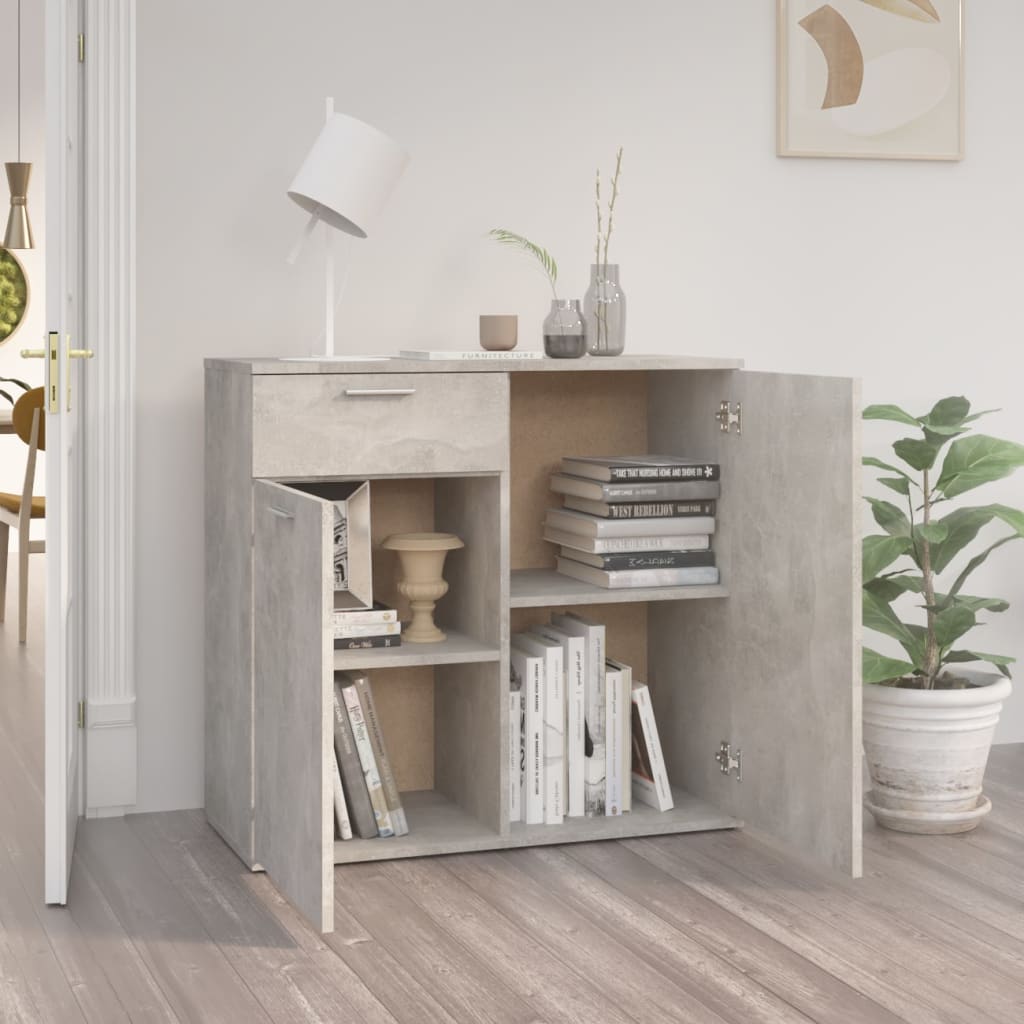 vidaXL Sideboard Concrete Grey 80x36x75 cm Engineered Wood