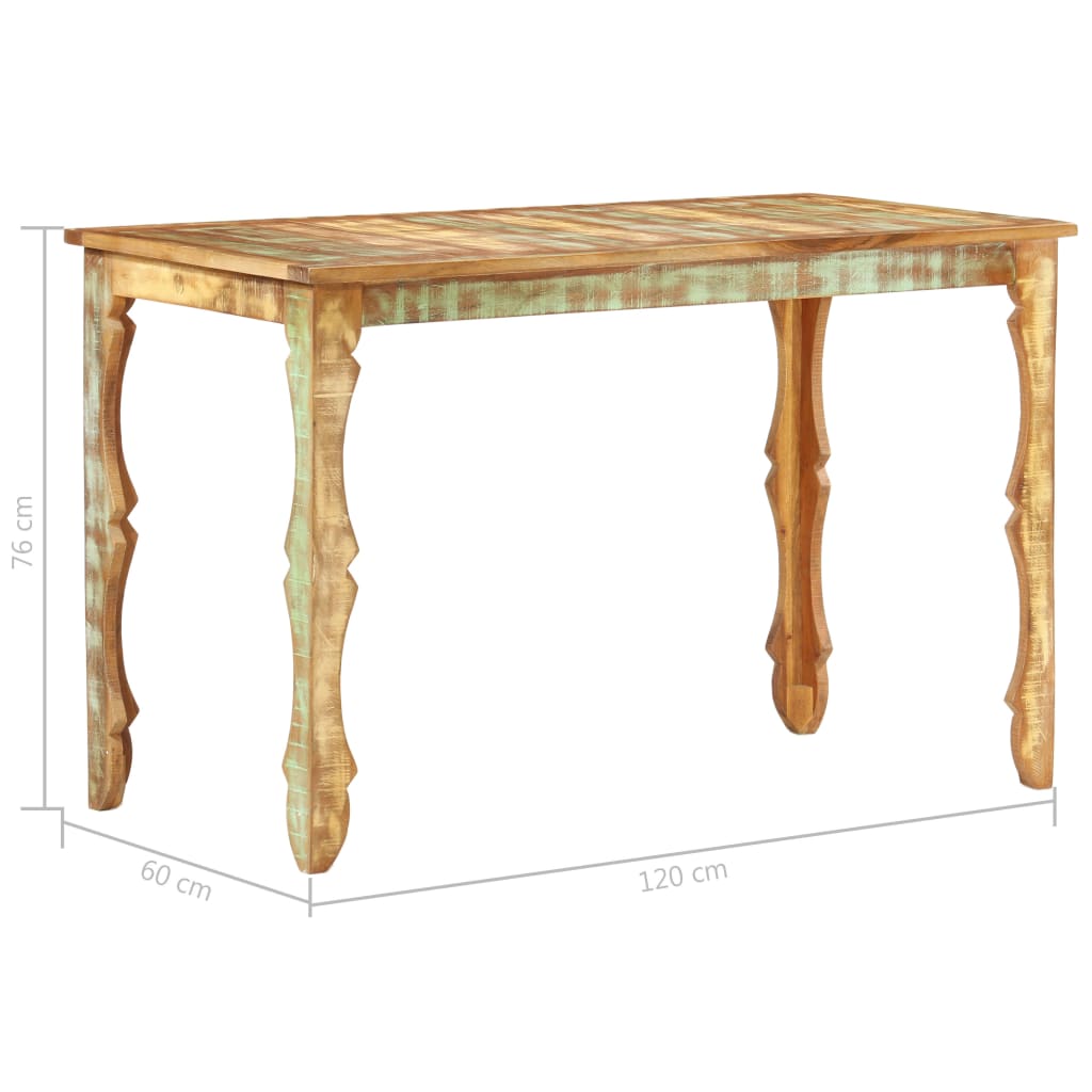 vidaXL Dining Table 120x60x76 cm Solid Reclaimed Wood