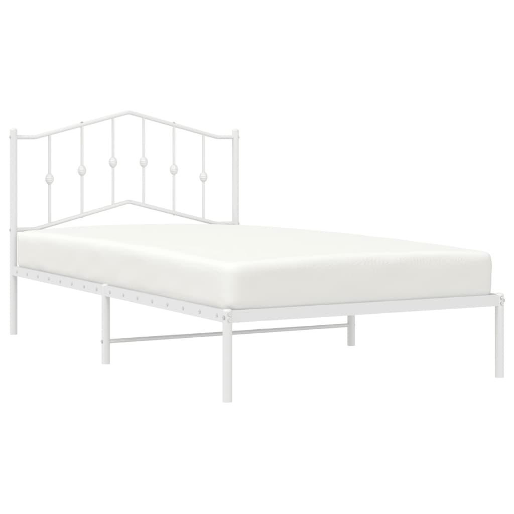 vidaXL Metal Bed Frame without Mattress with Headboard White 100x200 cm