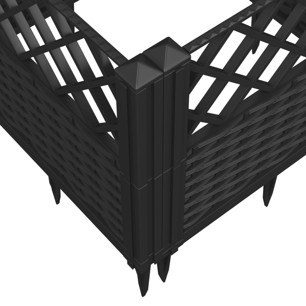 vidaXL Garden Planter with Pegs Black 123.5x43.5x43.5 cm PP