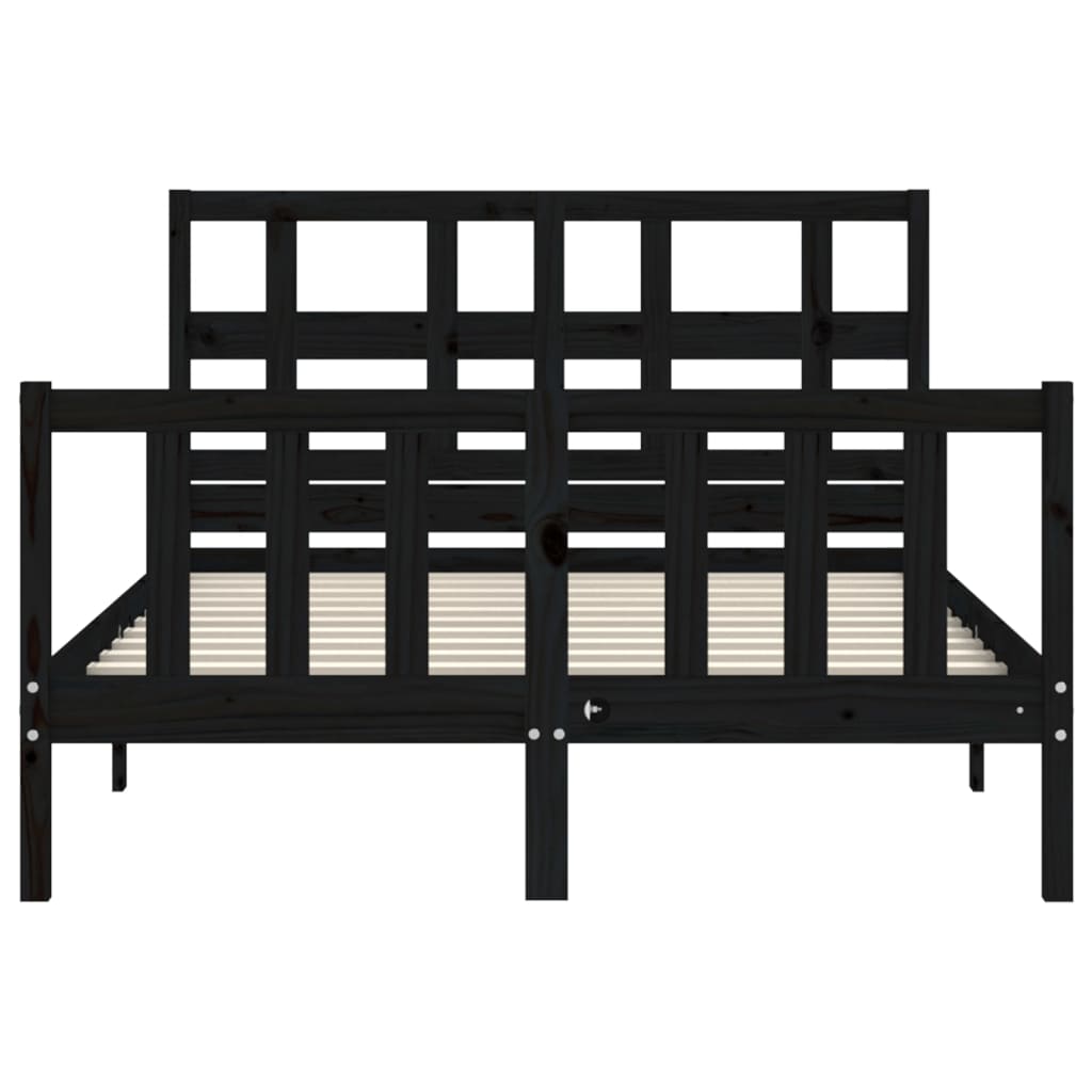 vidaXL Bed Frame without Mattress Black 140x200 cm Solid Wood Pine