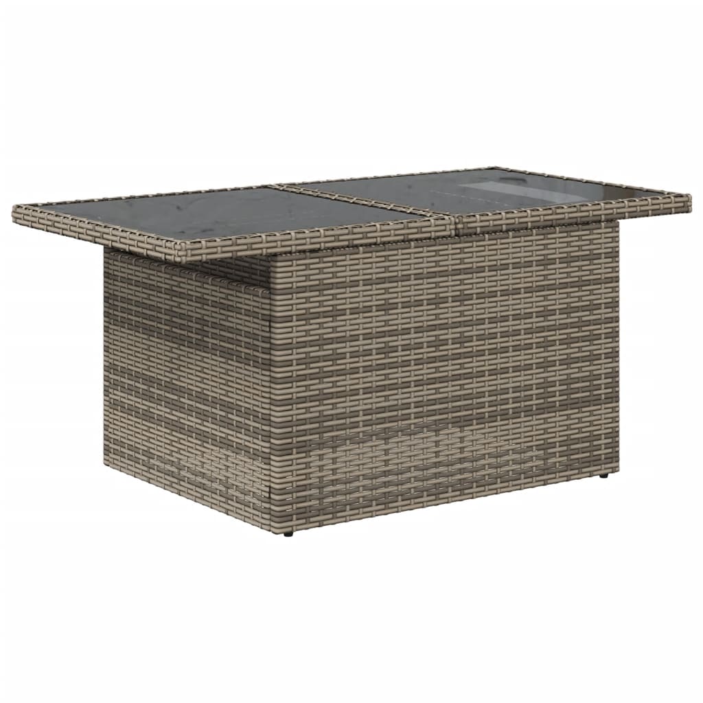 vidaXL Garden Table with Glass Top Grey 100x55x73 cm Poly Rattan