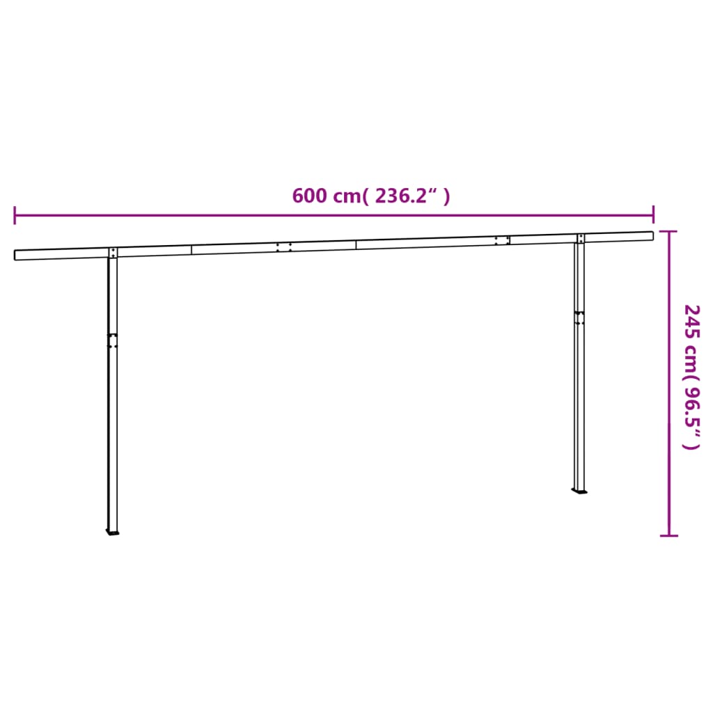 vidaXL Awning Post Set Anthracite 600x245 cm Iron