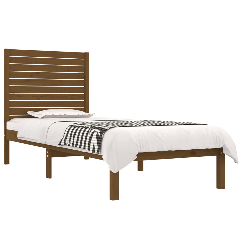 vidaXL Bed Frame without Mattress Honey Brown75x190 cm Small Single Solid Wood