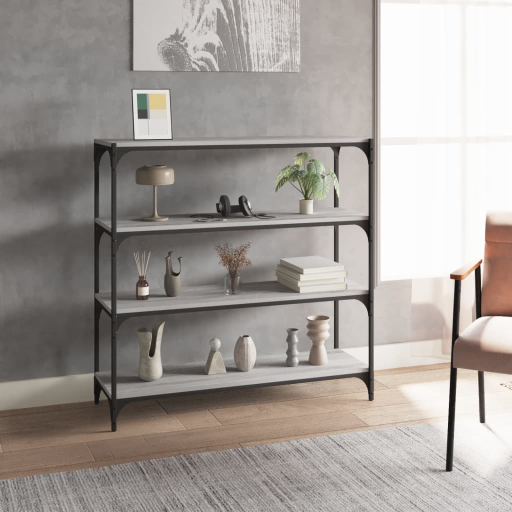 vidaXL Book Cabinet Grey Sonoma 100x33x100 cm Engineered Wood and Steel