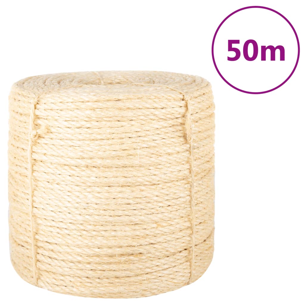 vidaXL Rope 100% Sisal 6 mm 50 m