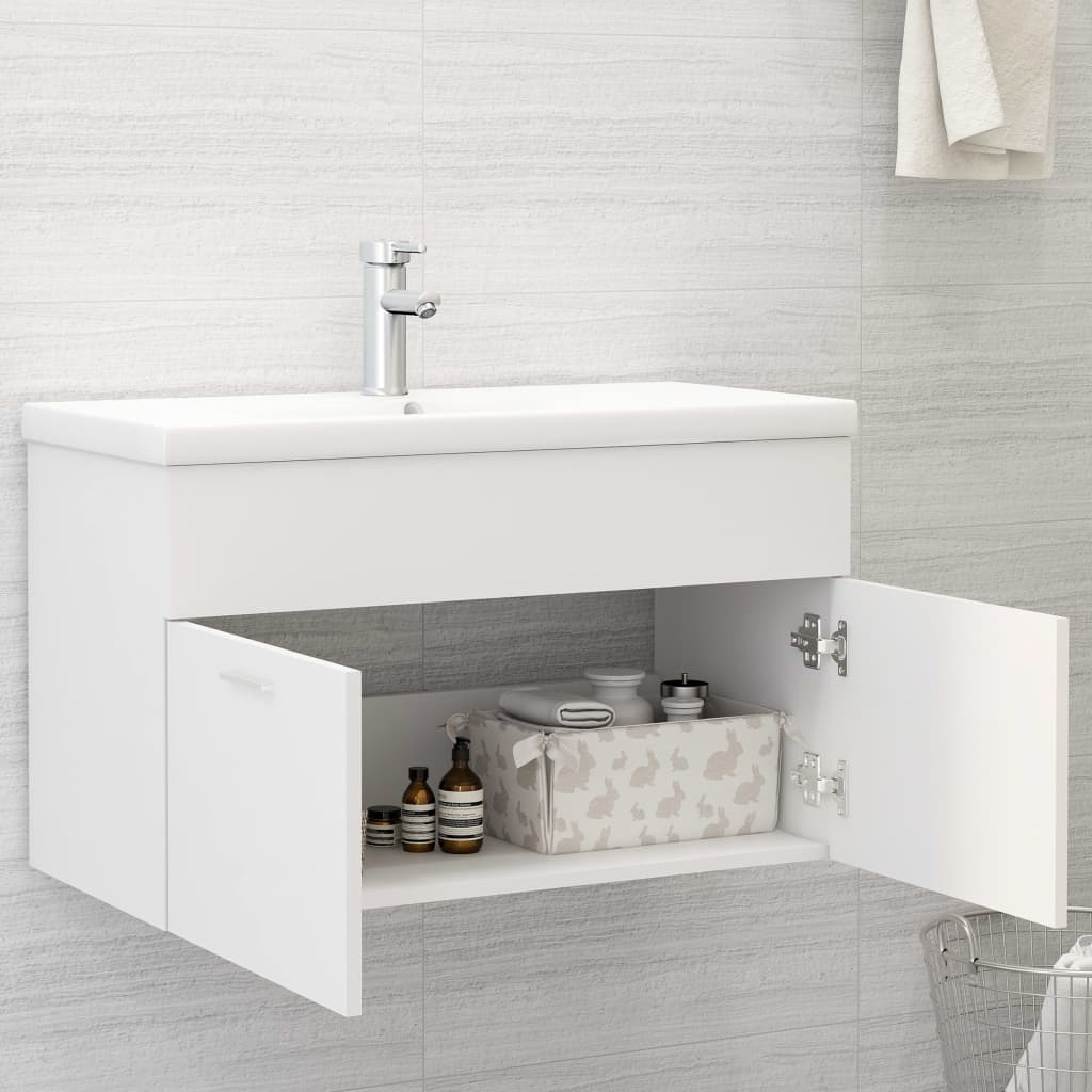 vidaXL Sink Cabinet with Built-in Basin White Engineered Wood