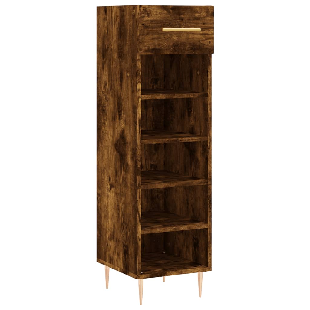 vidaXL Shoe Cabinet Smoked Oak 30x35x105 cm Engineered Wood