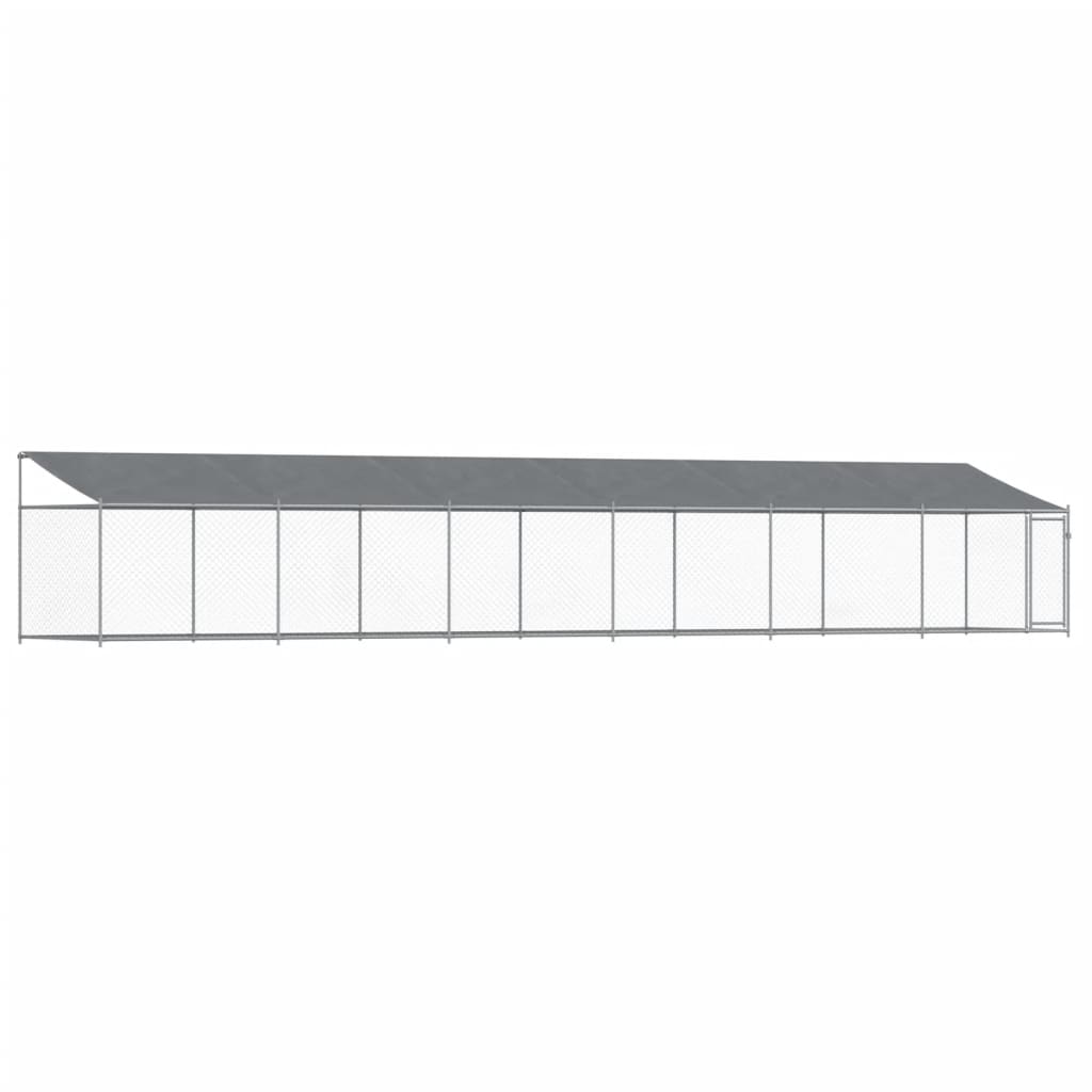 vidaXL Dog Cage with Roof and Door Grey 12x2x2 m Galvanised Steel