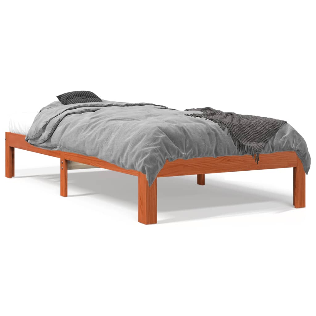 vidaXL Bed Frame without Mattress Wax Brown 100x200 cm Solid Wood Pine