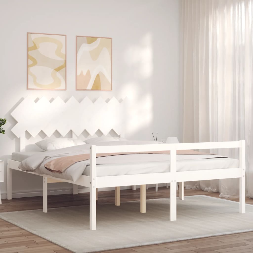 vidaXL Senior Bed without Mattress White 160x200 cm Solid Wood